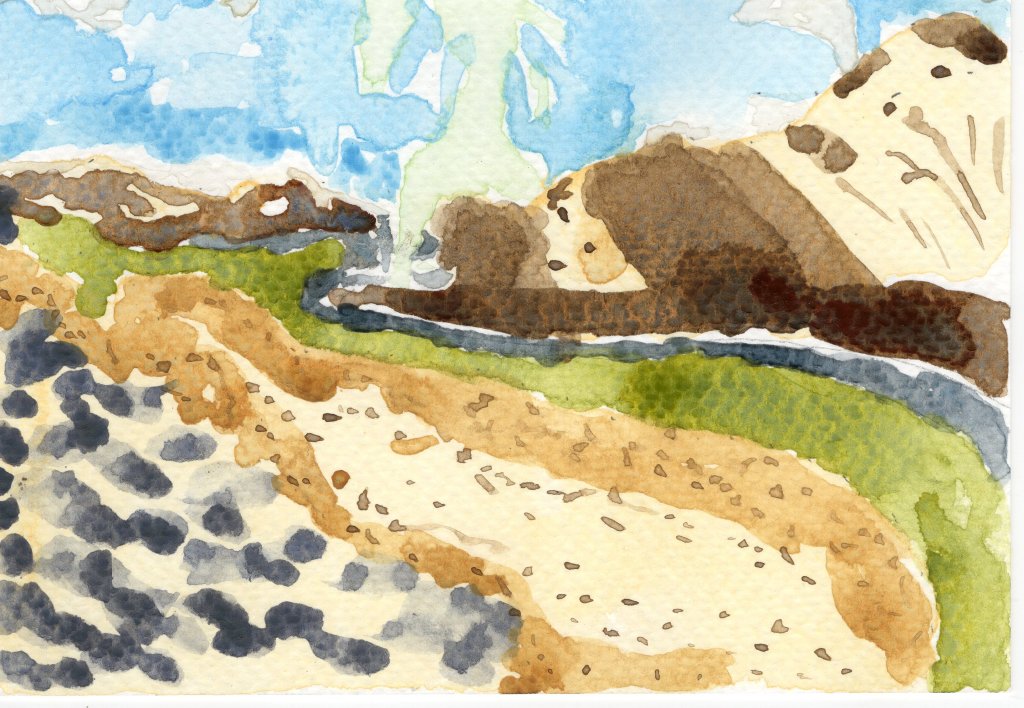 Watercolor study of Blue Mesa Reservoir in Colorado