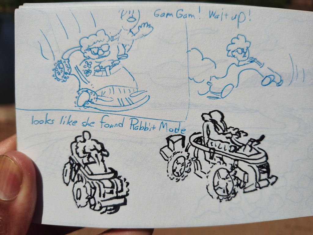Cartoon of a Terrain Hopper off road mobility scooter